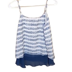 LOFT White and Blue Blouse